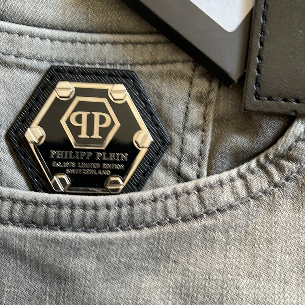 PHILIPP PLEIN Leather & Denim Pants – Authentic – Size 32 – Luxury Designer - Picture 4 of 15